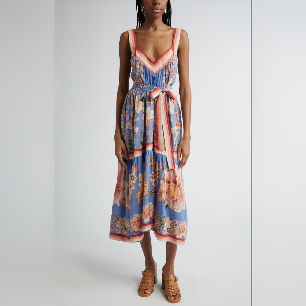 FARM Rio Blue Superbloom Tapestry Maxi Dress Size